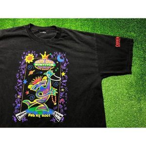 Vintage 90s Mardi Gras Survivor Party Beads Men's Single Stitch Tee Large Black